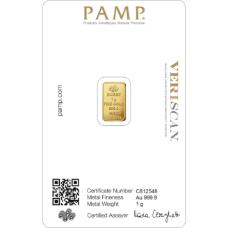 Lingou Aur , Pamp Fortuna 1 gram (TVA 21% Inclus) , 24 K , puritate 999,9 ‰
