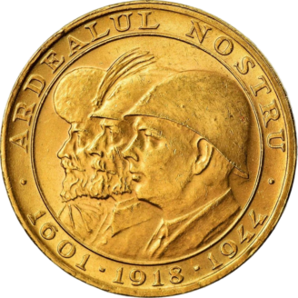 Moneda Aur Ardealul Nostru 20 lei 1944 - Romanian Kings, Romania